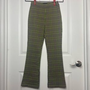 NEW Urban Outfitters Black & Green Lola Plaid Kick Flare Pants w/Side Zip Size 2